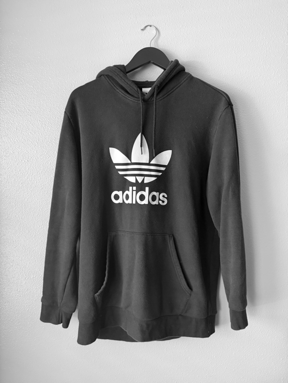Men’s Adidas Large Black Crewneck Trefoil Logo Hoodie